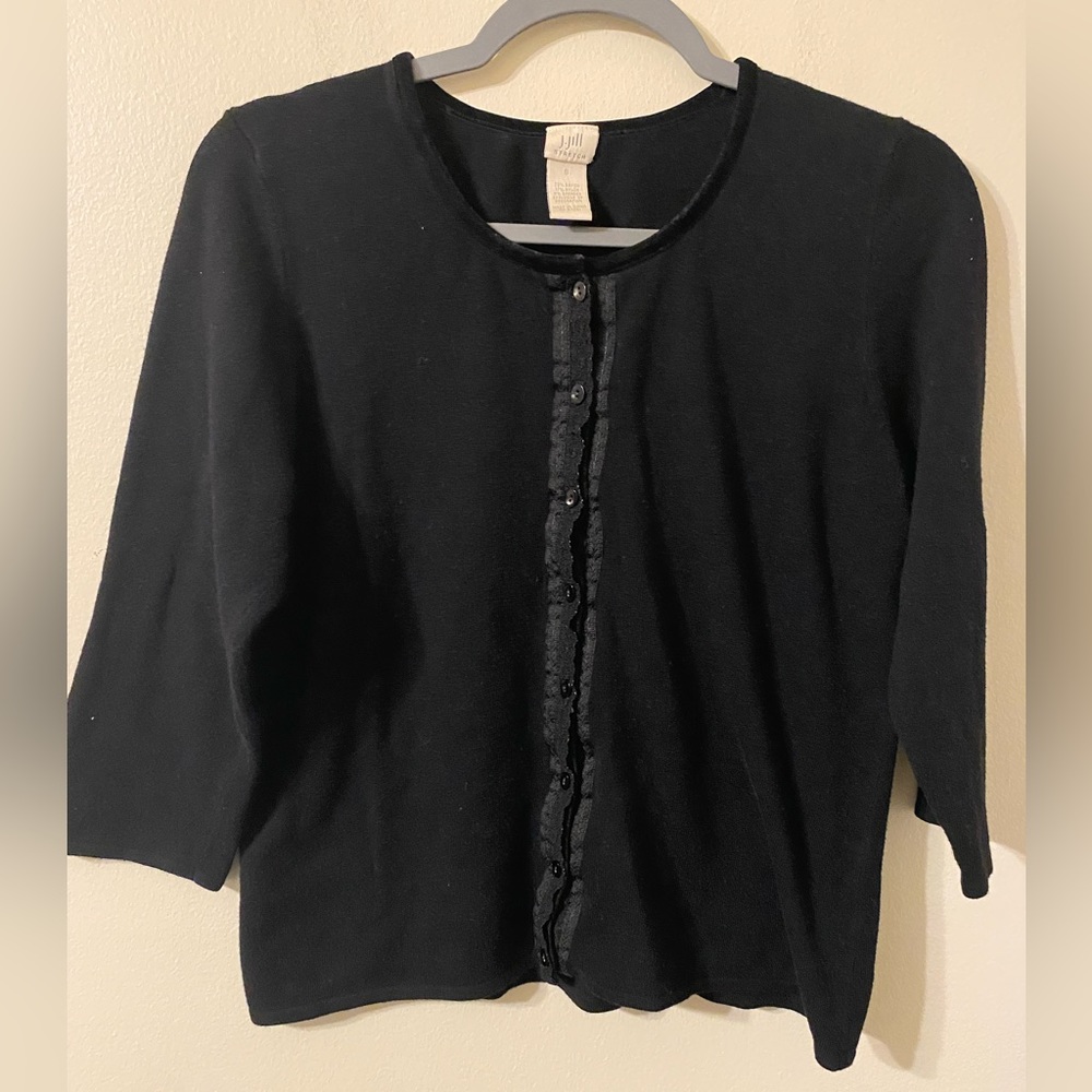 Womens Black J. Jill 8-Button Cardigan Sweater‎ Lace Size Small